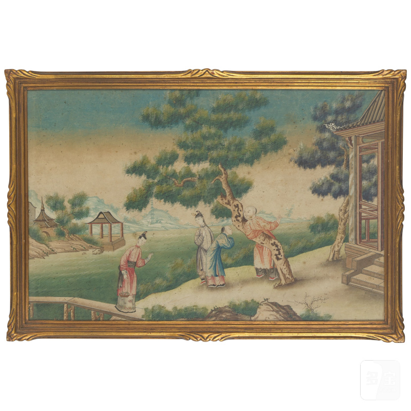 中國畫家 十八/十九世紀 人物園景圖一組八幅 水粉紙本 鏡框 | CHINESE ARTISTS (18TH/19TH CENTURY) - 图18